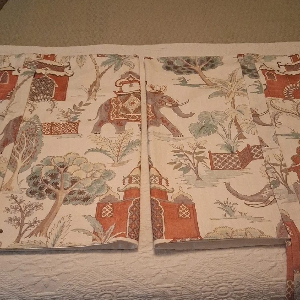 Decorative Elephant Print Curtain Pair